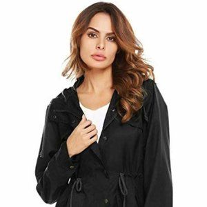 New Womens Safari Style Zip Up jacket Black Medium